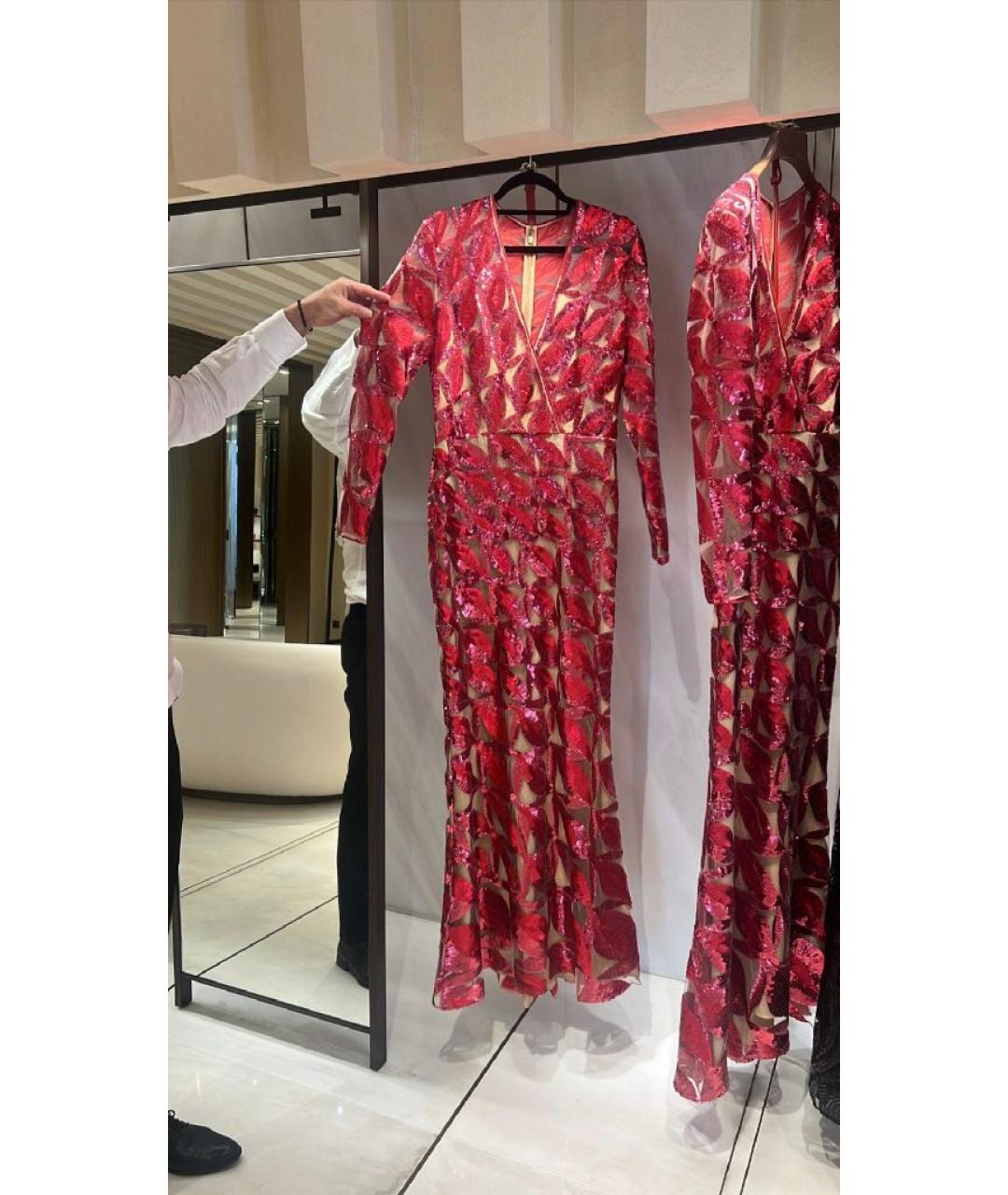 JENNY PACKHAM Бордовое сетчатое вечернее платье, фото 3