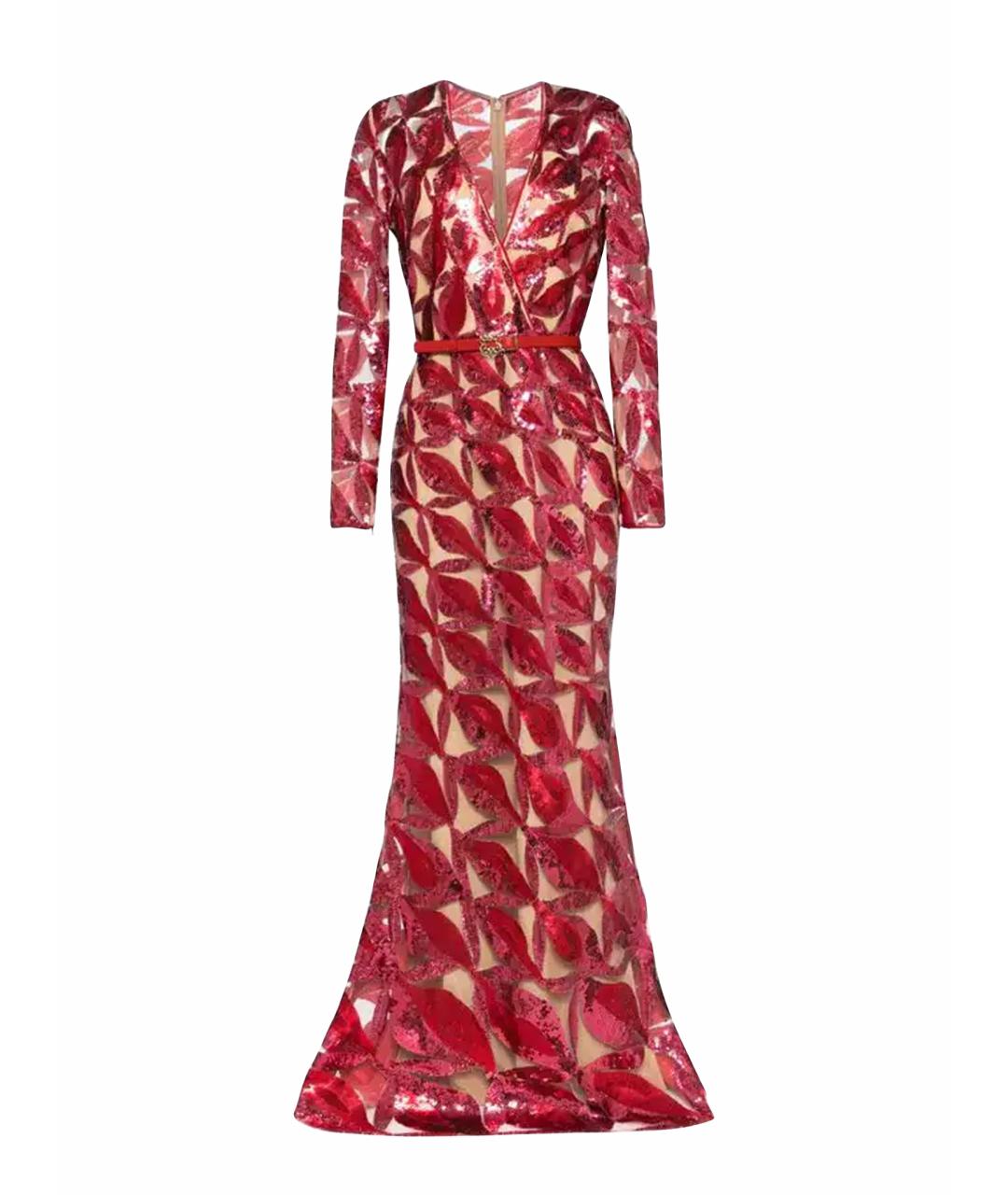 JENNY PACKHAM Бордовое сетчатое вечернее платье, фото 1