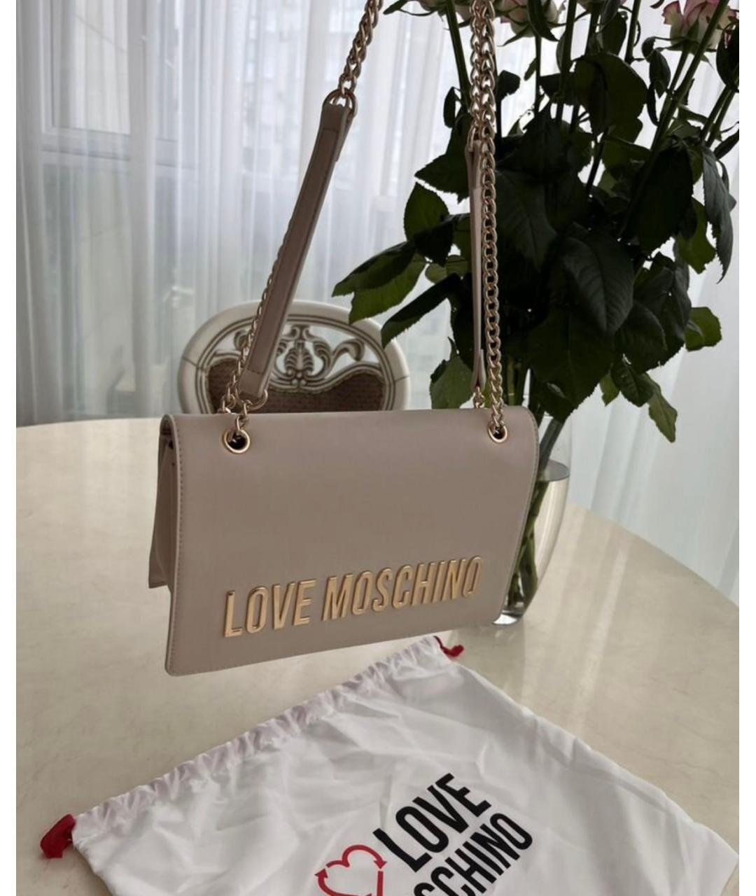 LOVE MOSCHINO Бежевая сумка через плечо из искусственной кожи, фото 3