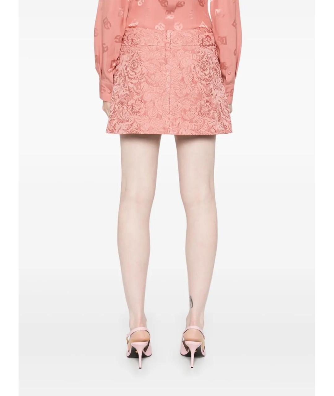DOLCE&GABBANA Розовая хлопковая юбка мини, фото 4