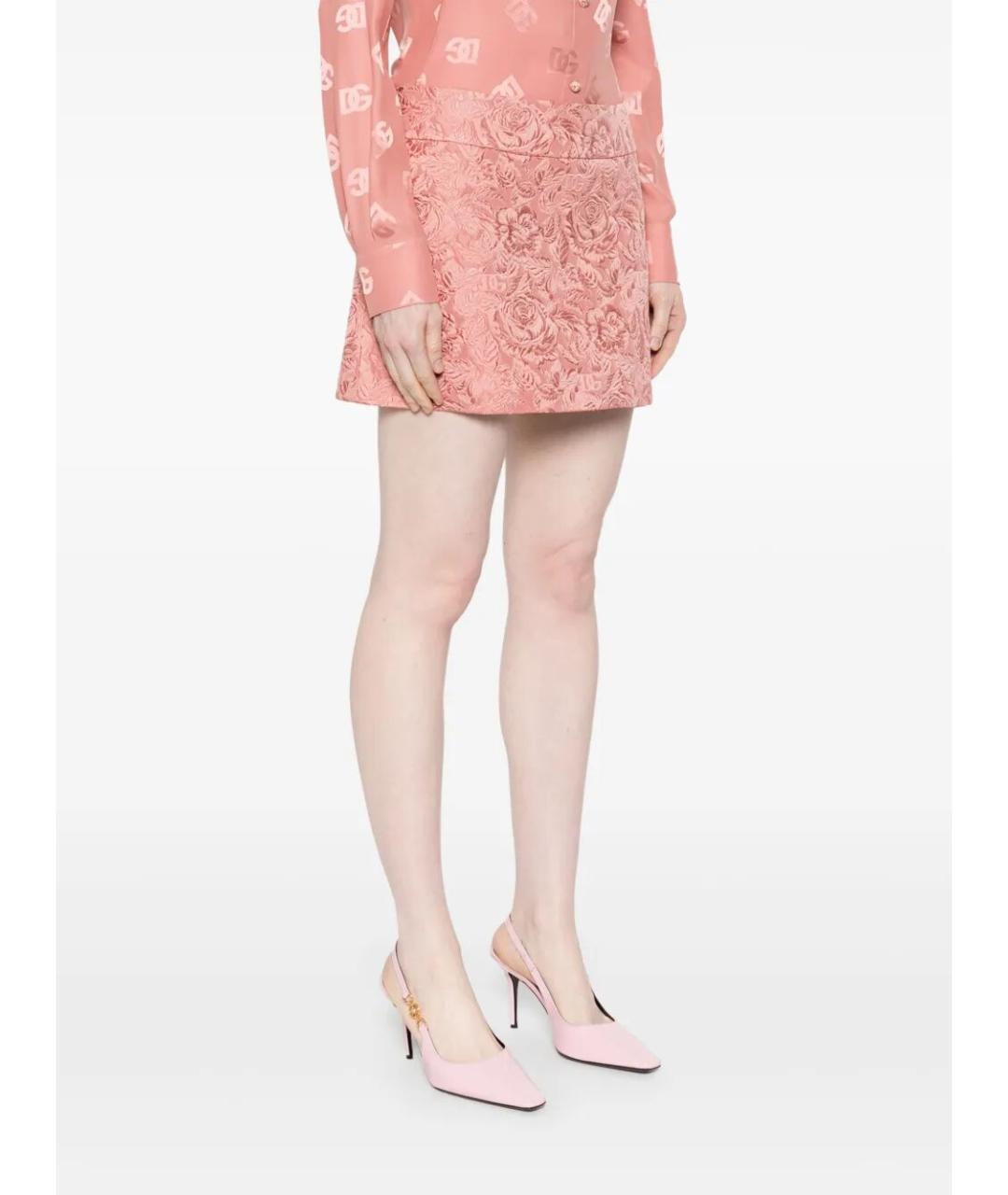DOLCE&GABBANA Розовая хлопковая юбка мини, фото 3