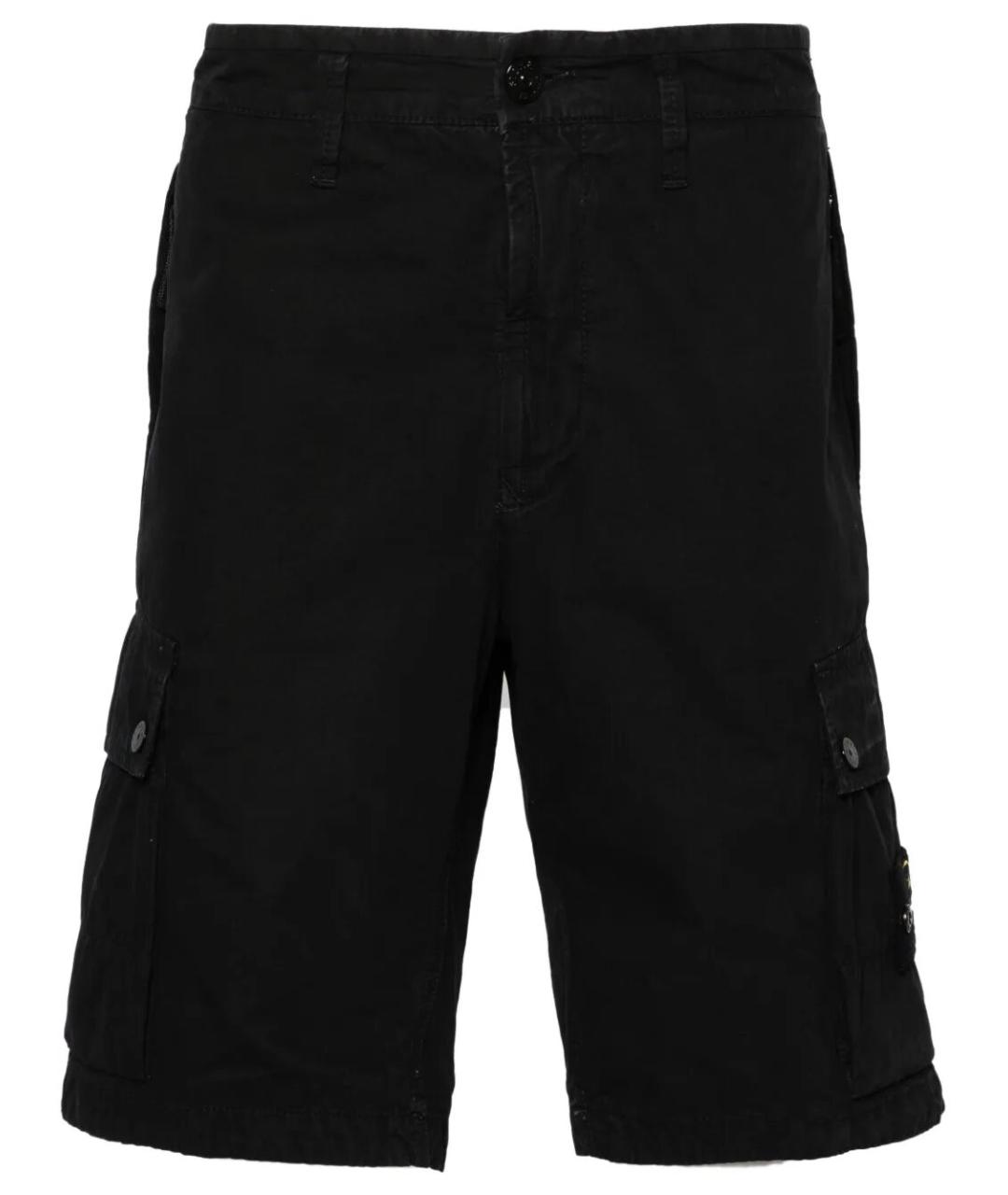 STONE ISLAND Черные хлопковые шорты, фото 1