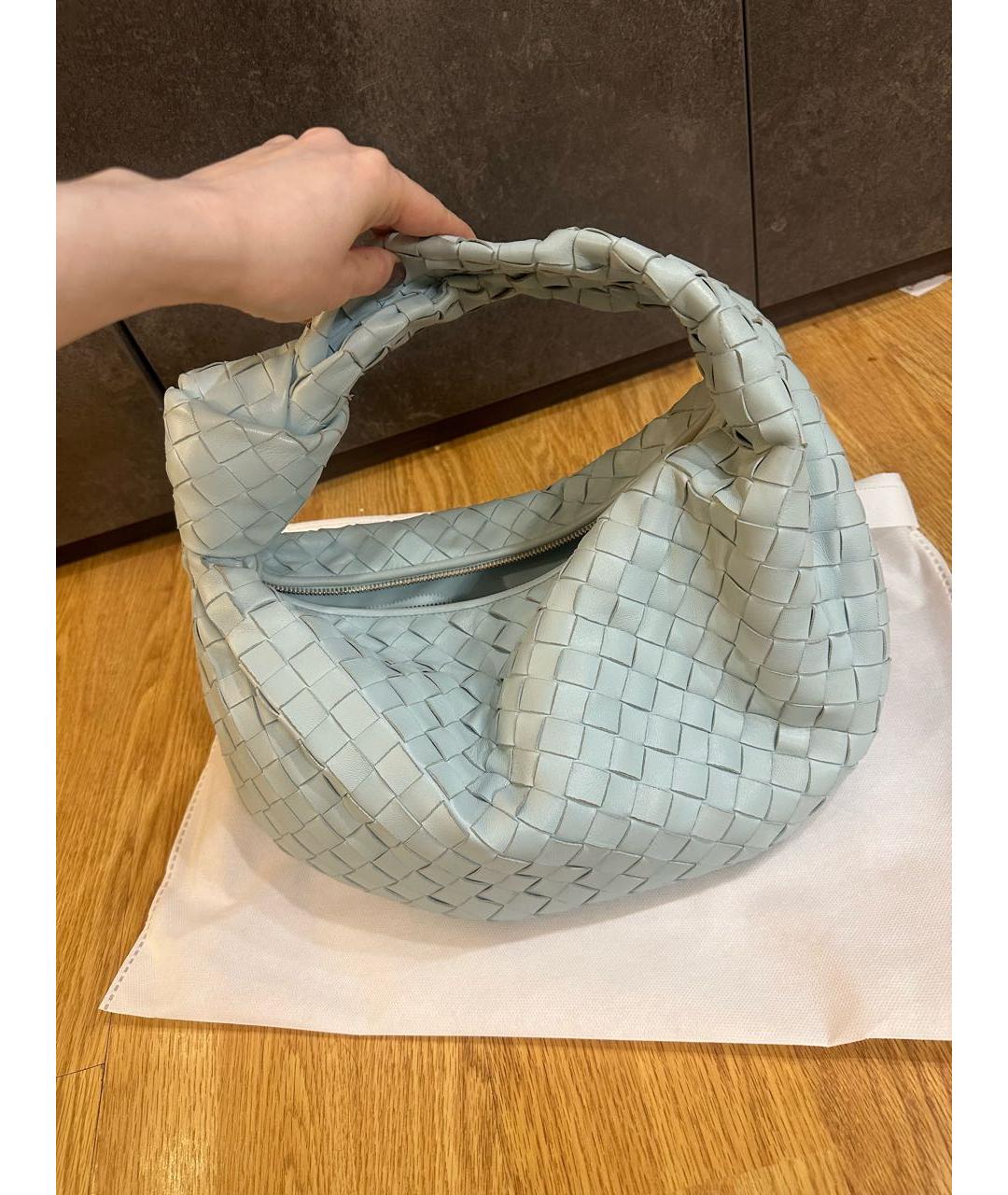 BOTTEGA VENETA Голубая кожаная сумка с короткими ручками, фото 3