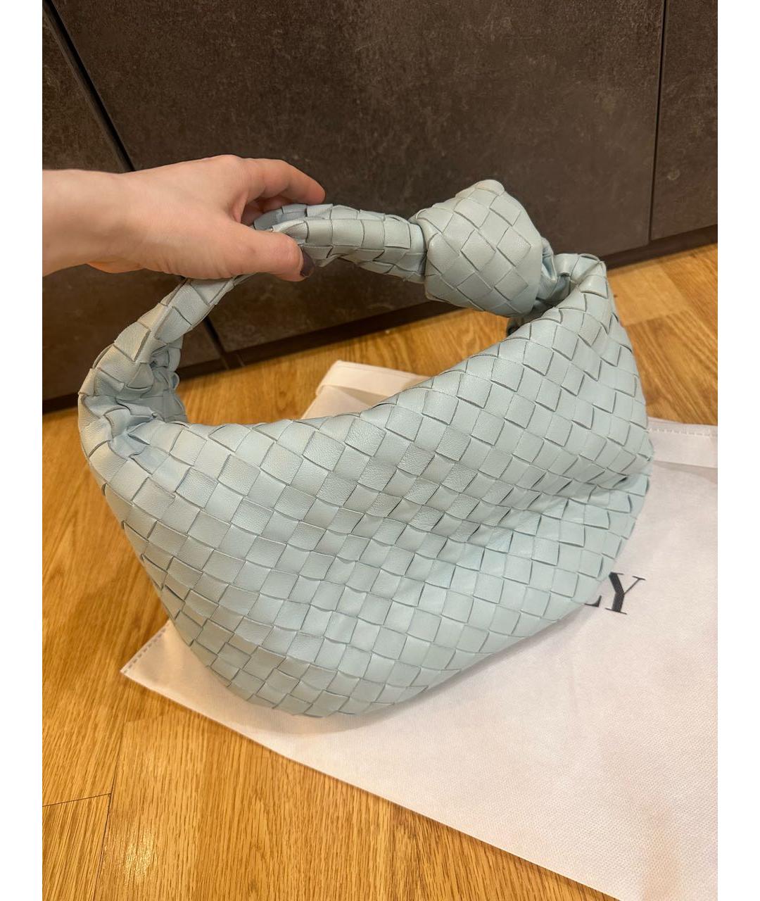 BOTTEGA VENETA Голубая кожаная сумка с короткими ручками, фото 2