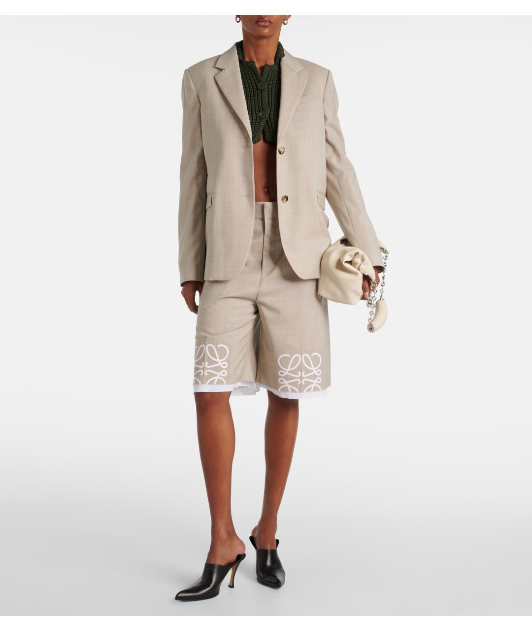 LOEWE Бежевые шерстяные шорты, фото 4