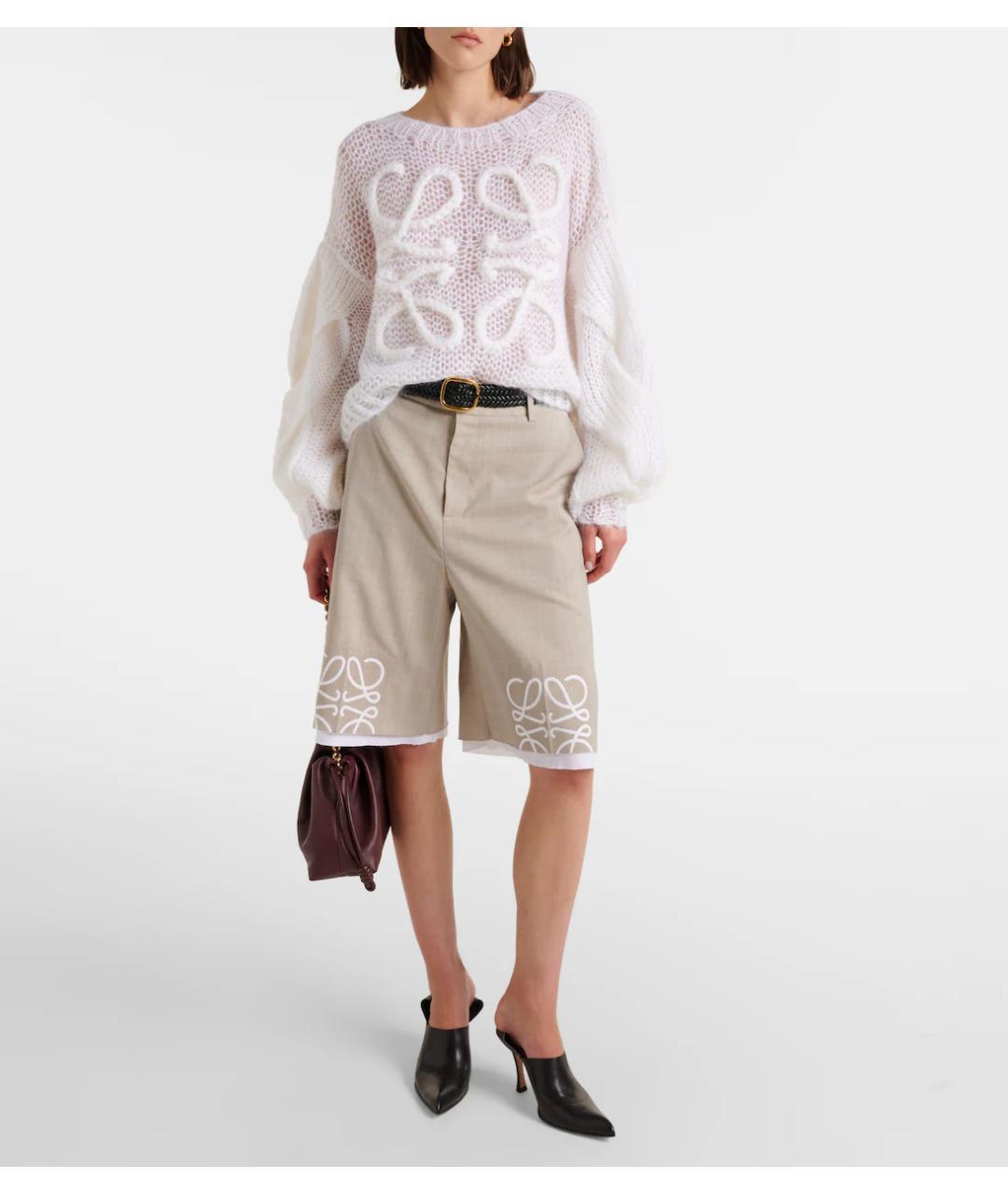 LOEWE Бежевые шерстяные шорты, фото 3