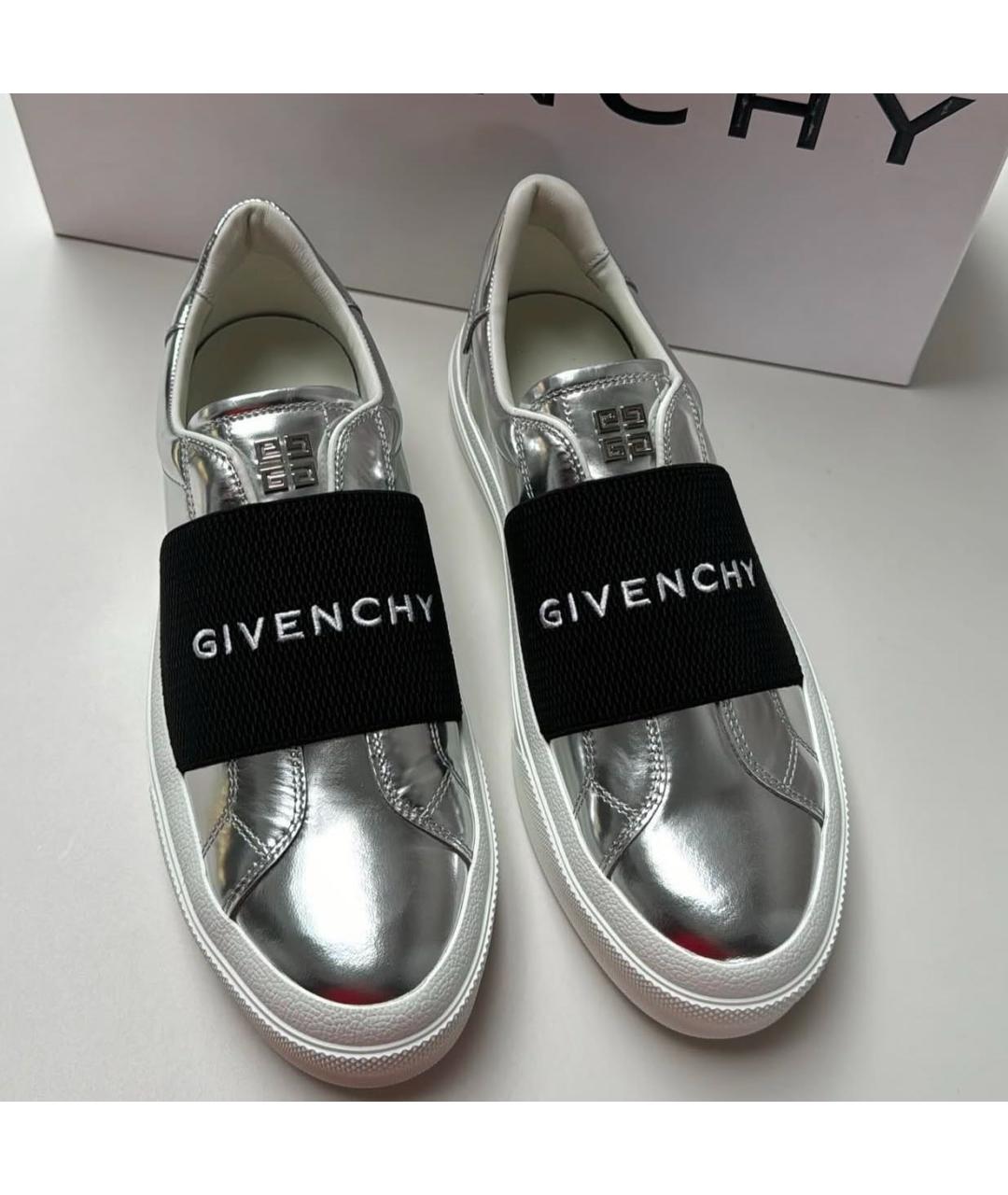 GIVENCHY Серебряные кеды из лакированной кожи, фото 5