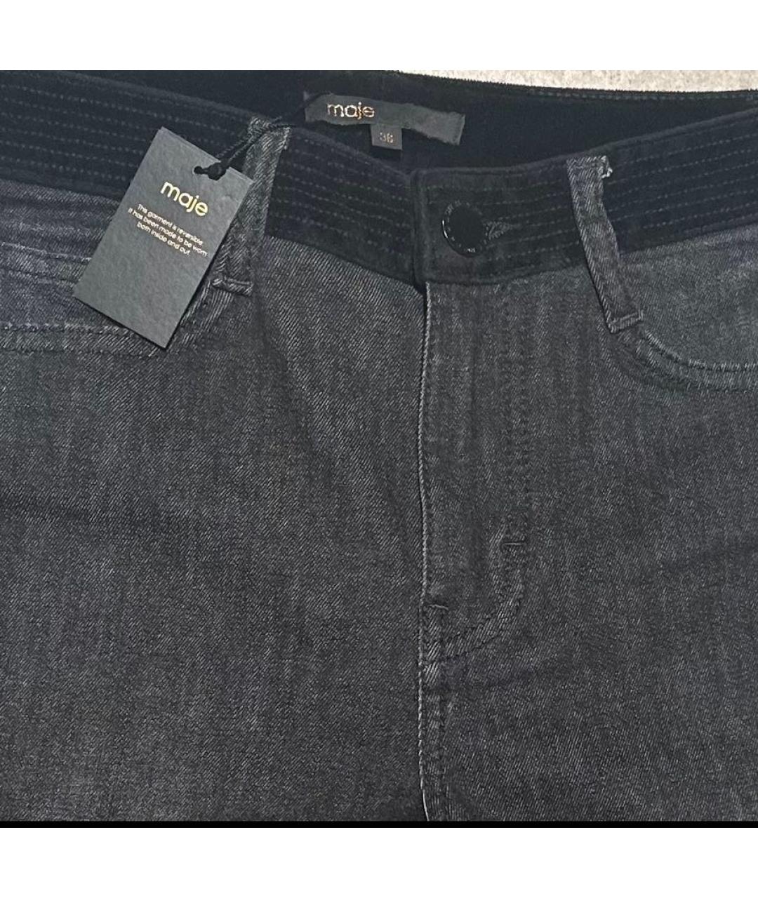 MAJE Черные хлопко-эластановые прямые джинсы, фото 3