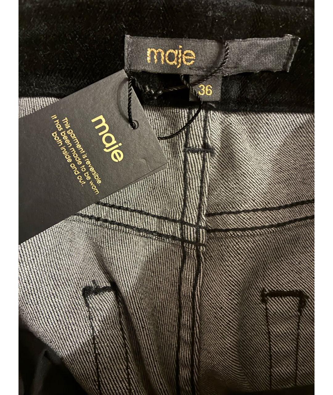 MAJE Черные хлопко-эластановые прямые джинсы, фото 2