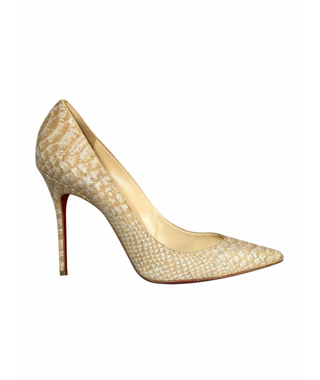 CHRISTIAN LOUBOUTIN Бежевые туфли из экзотической кожи, фото 1