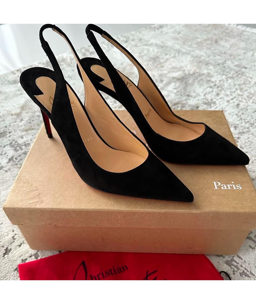 CHRISTIAN LOUBOUTIN Черные замшевые туфли, фото 2