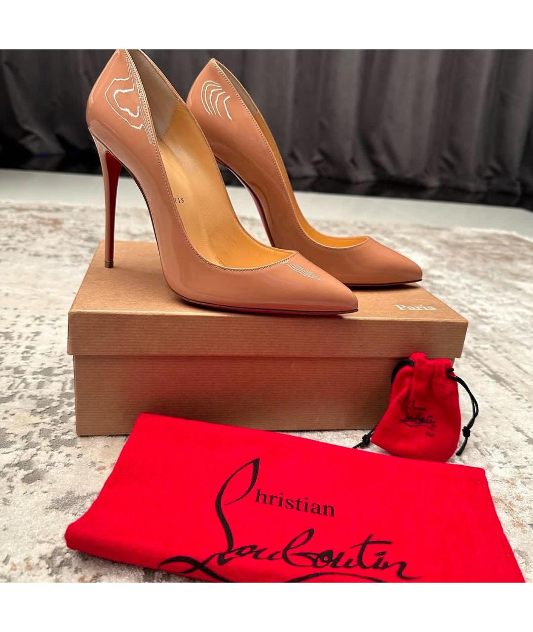 CHRISTIAN LOUBOUTIN Коралловые туфли из лакированной кожи, фото 5