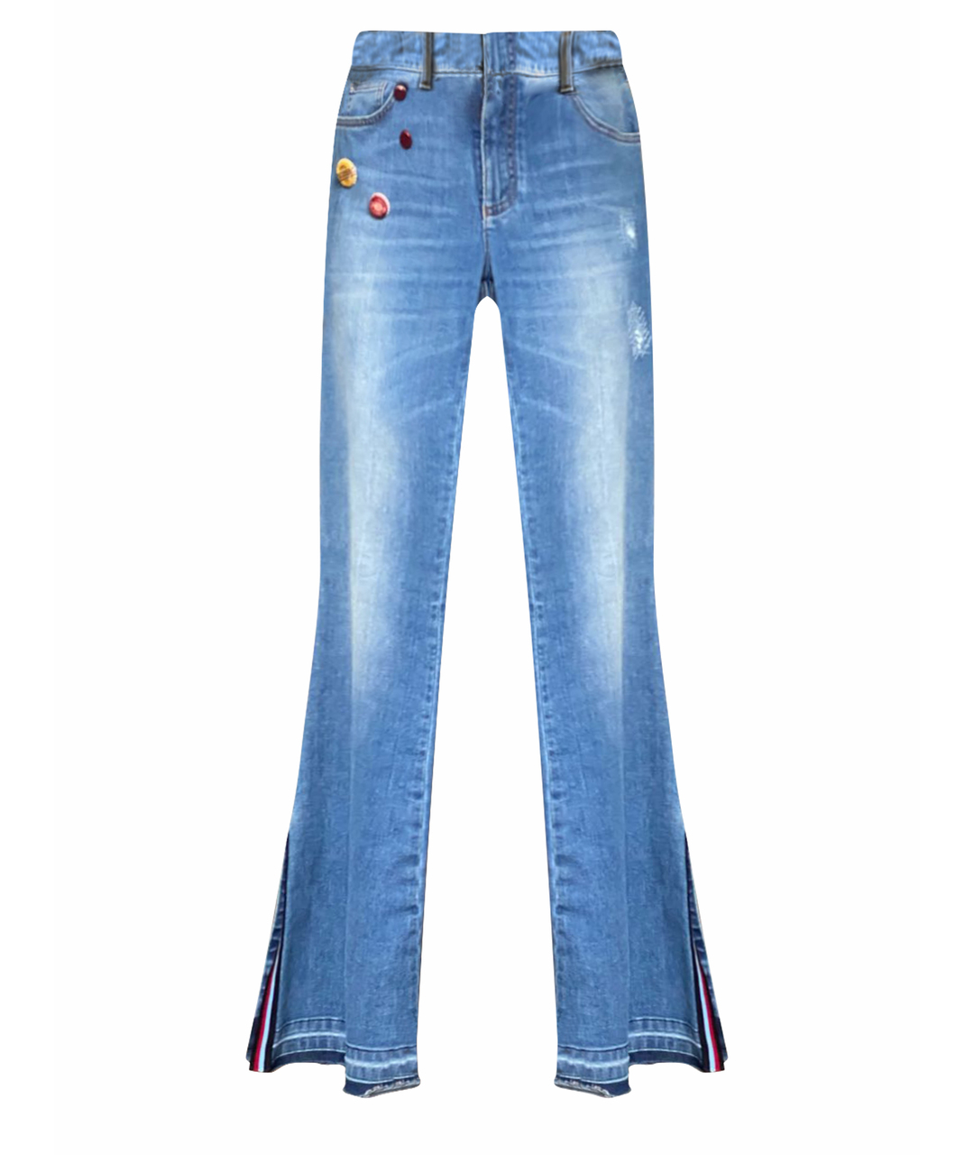 ERMANNO SCERVINO Синие хлопко-полиэстеровые джинсы клеш, фото 1