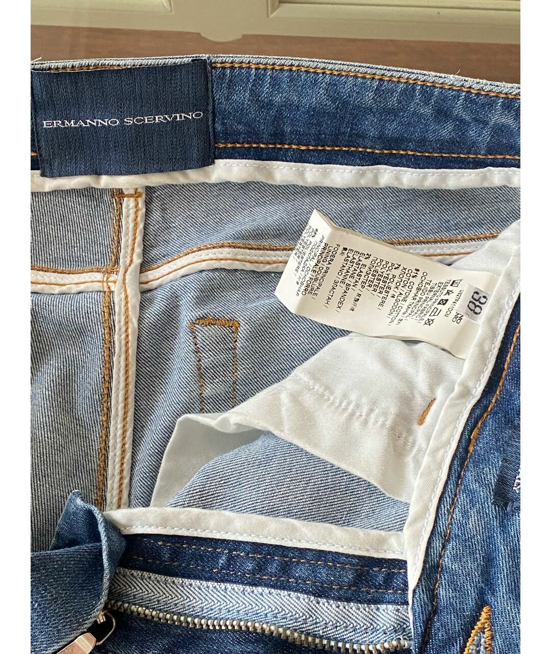ERMANNO SCERVINO Синие хлопко-полиэстеровые джинсы клеш, фото 3