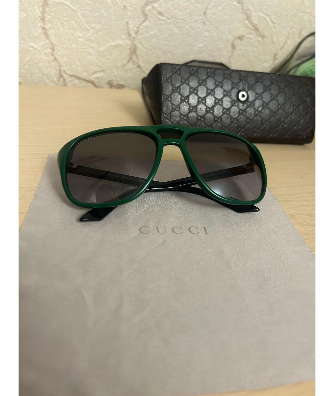 GUCCI Зеленые пластиковые солнцезащитные очки, фото 2