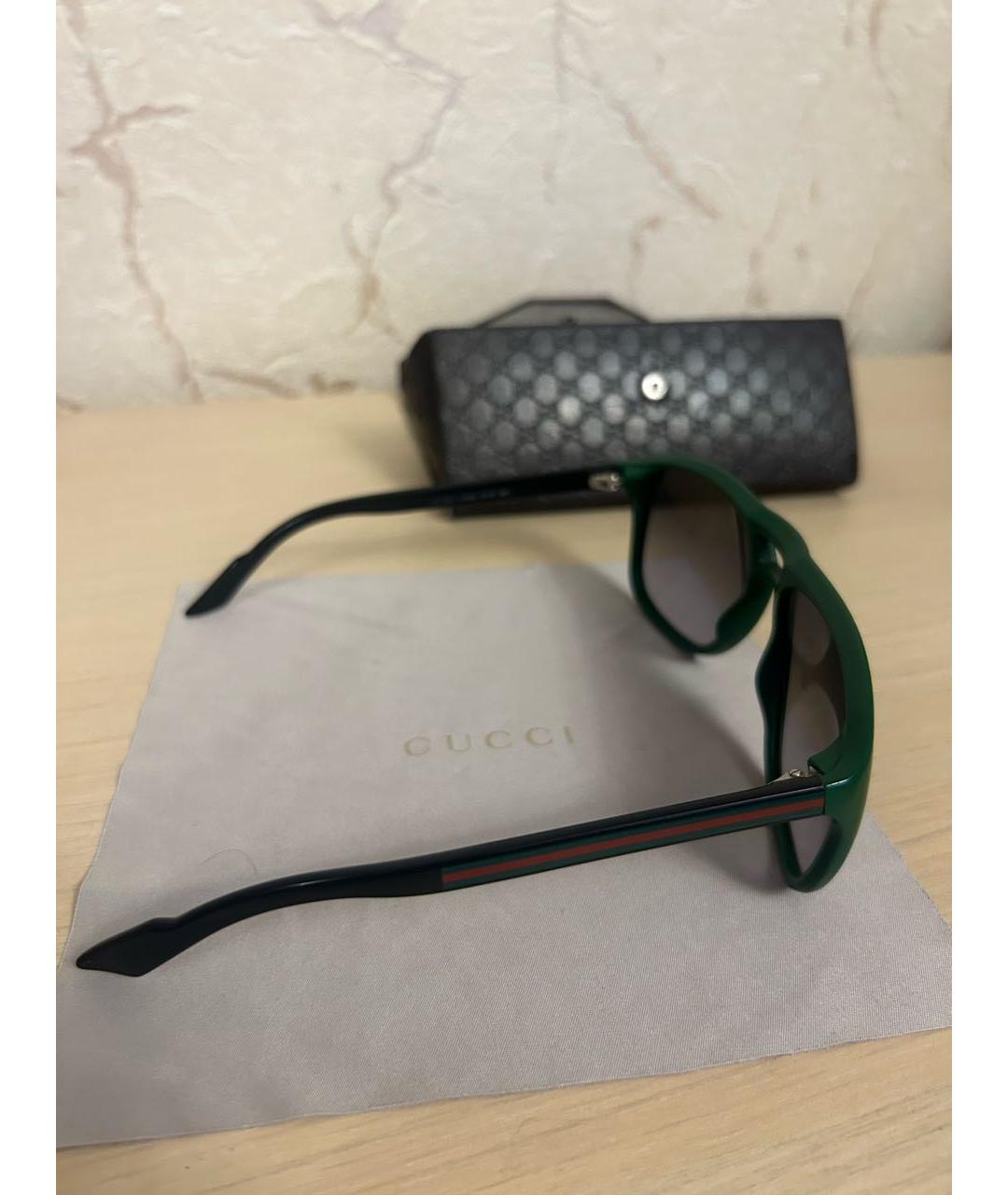 GUCCI Зеленые пластиковые солнцезащитные очки, фото 3