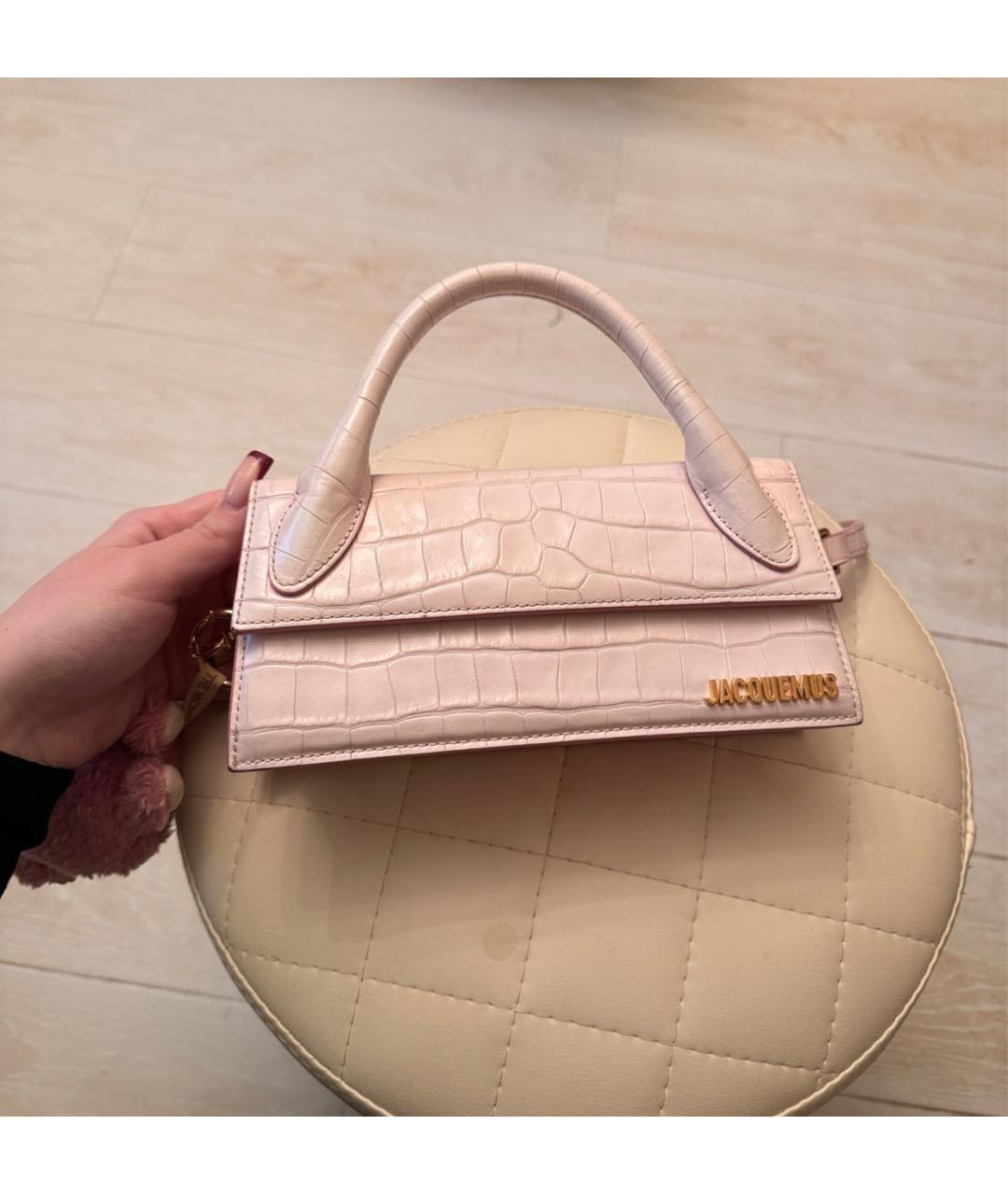 JACQUEMUS Розовая кожаная сумка через плечо, фото 9