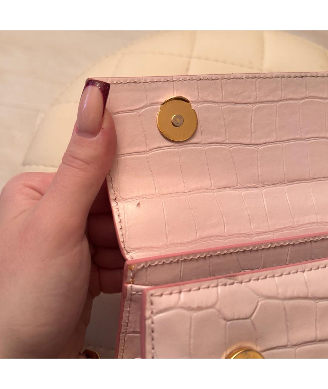 JACQUEMUS Розовая кожаная сумка через плечо, фото 6