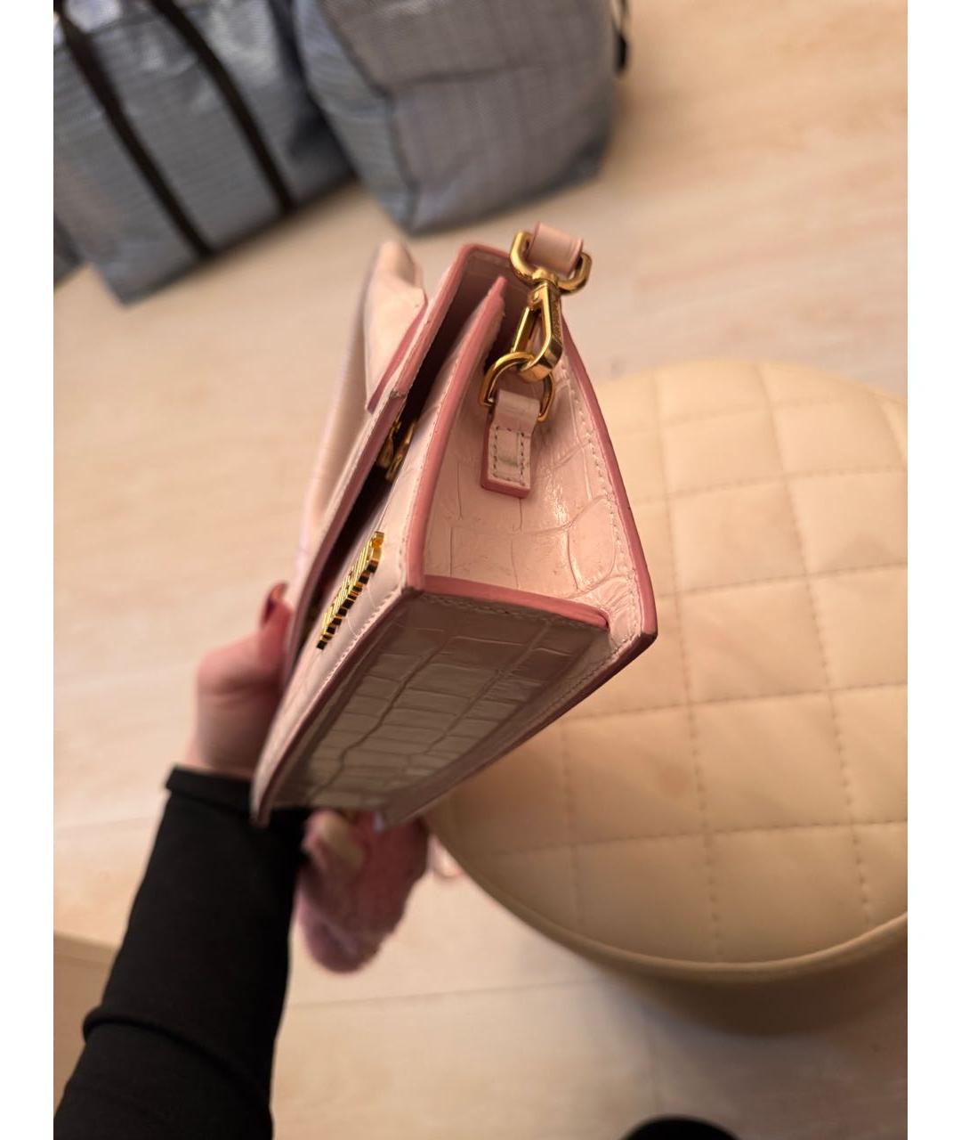 JACQUEMUS Розовая кожаная сумка через плечо, фото 2