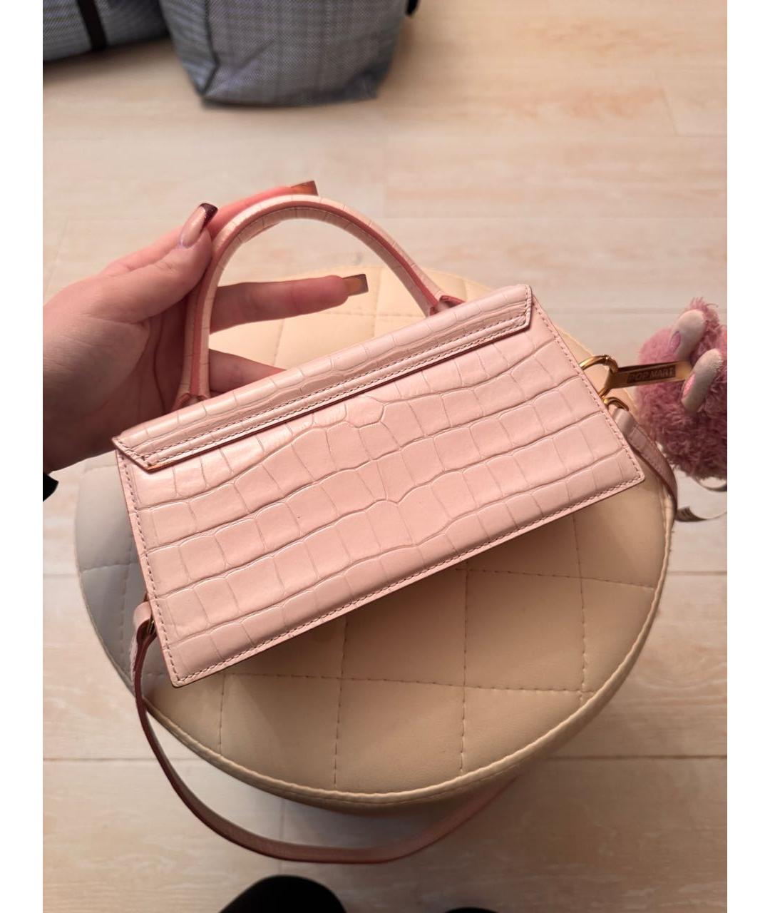 JACQUEMUS Розовая кожаная сумка через плечо, фото 4