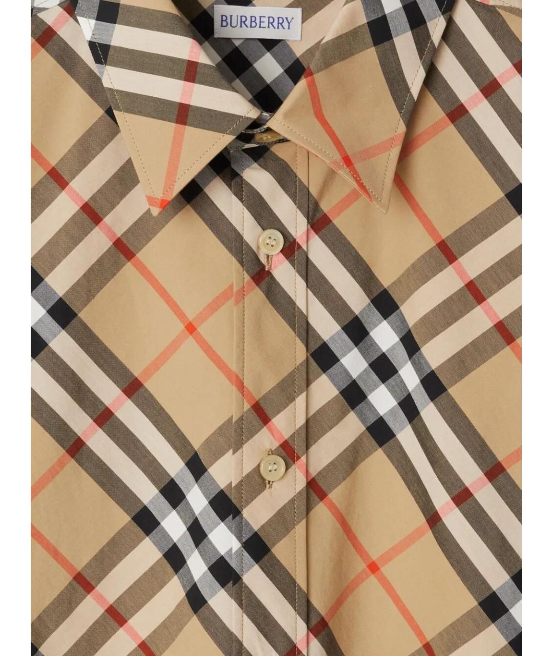 BURBERRY Бежевая хлопковая кэжуал рубашка, фото 5