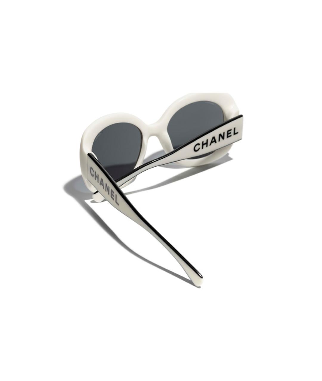 CHANEL Белые пластиковые солнцезащитные очки, фото 4