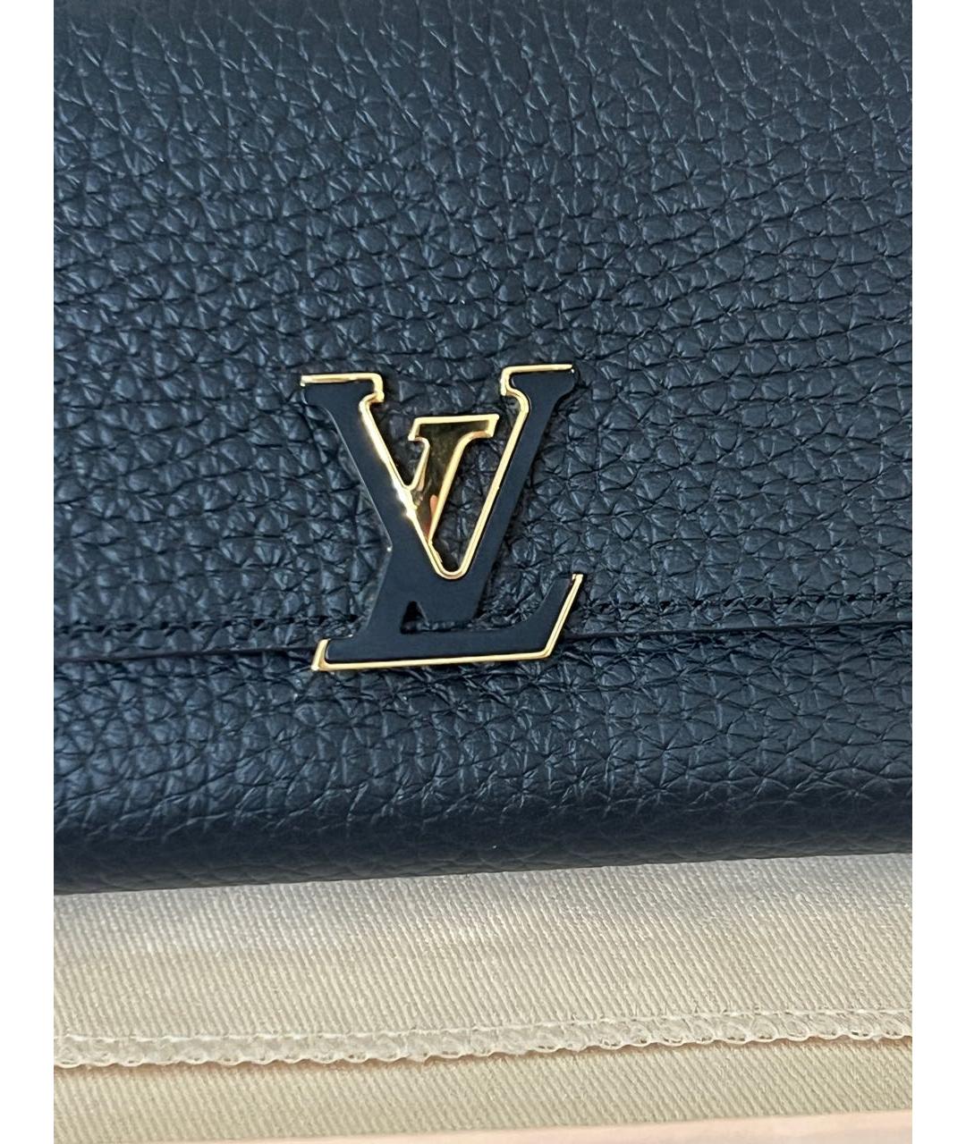 LOUIS VUITTON Черный кожаный кошелек, фото 2