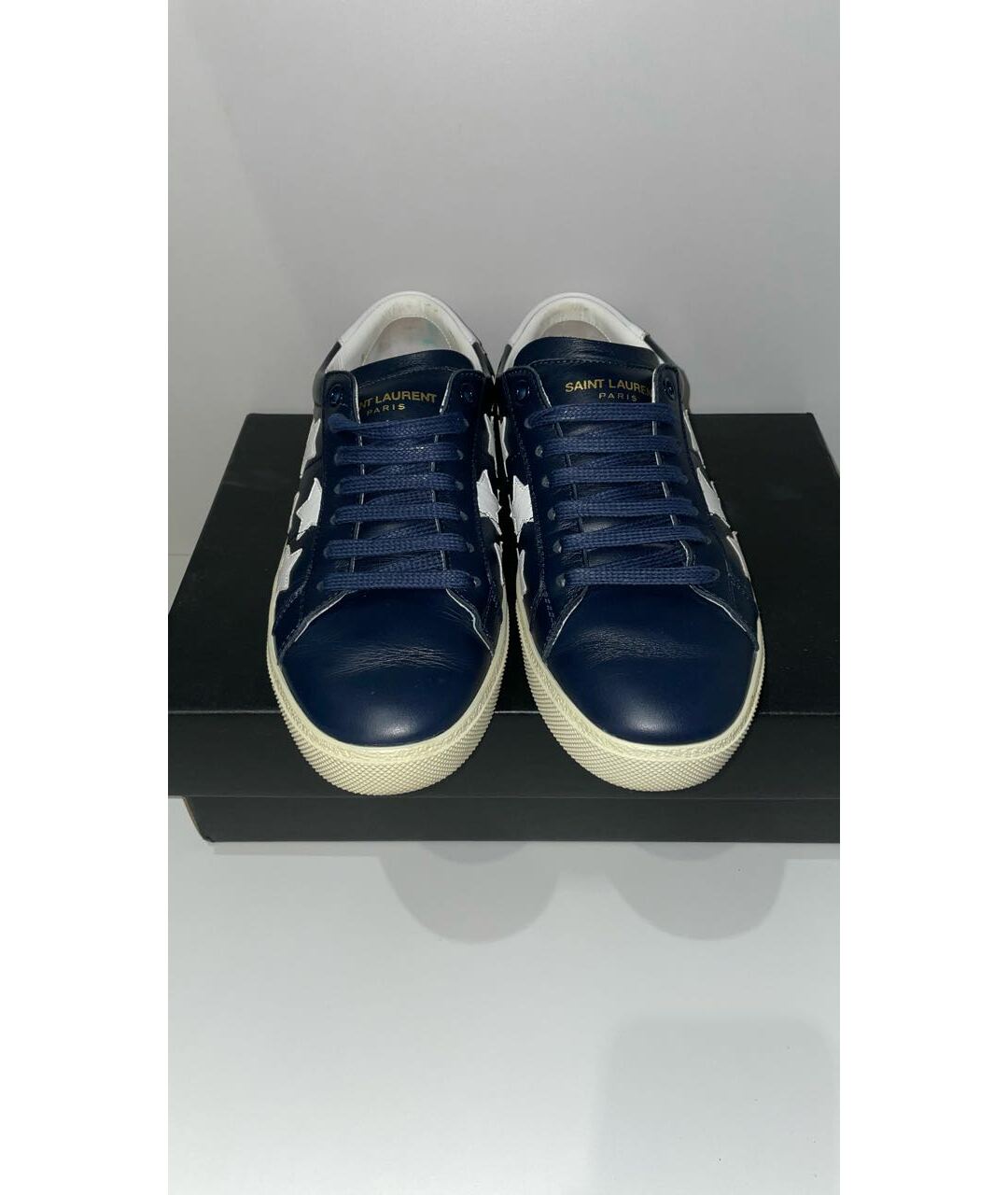 SAINT LAURENT Синие кожаные кроссовки, фото 2