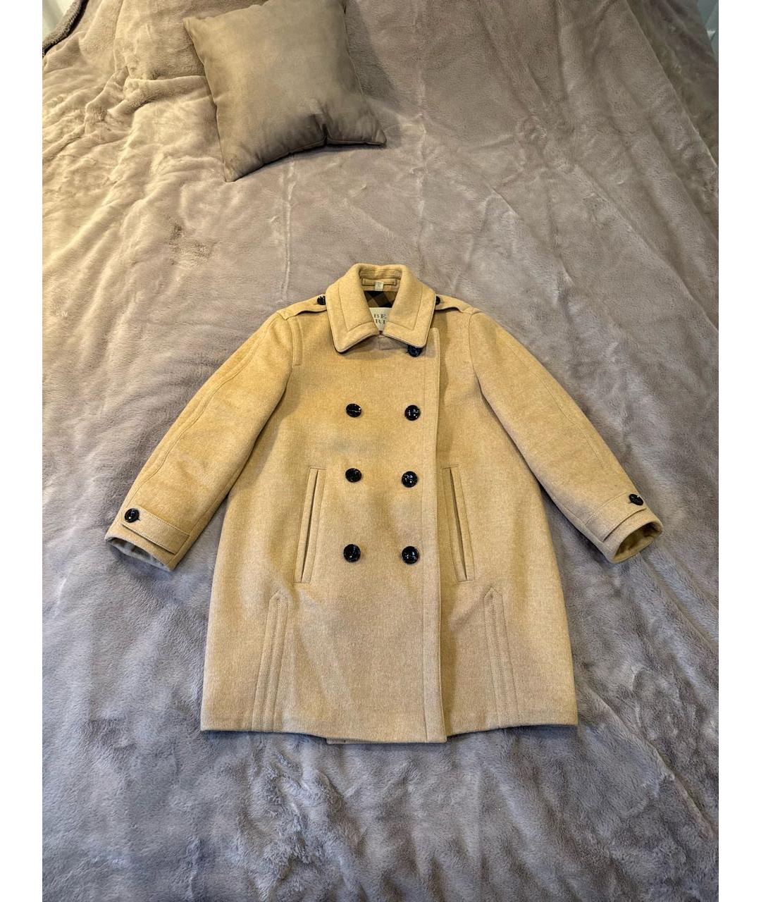 BURBERRY Бежевое шерстяное пальто, фото 5