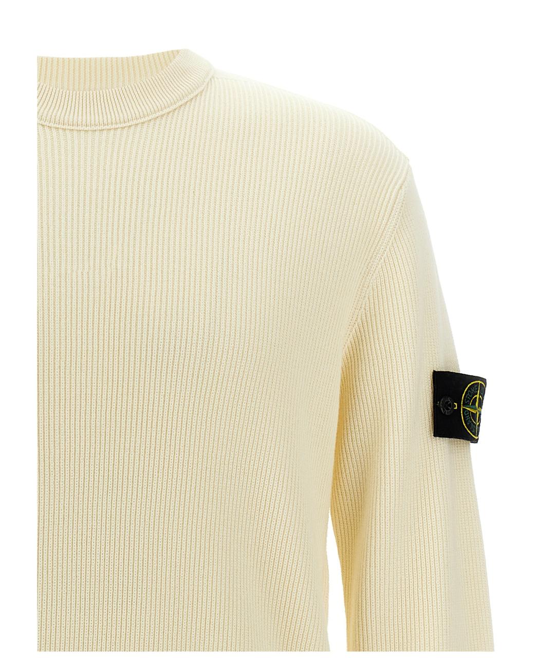 STONE ISLAND Белый хлопковый джемпер / свитер, фото 3