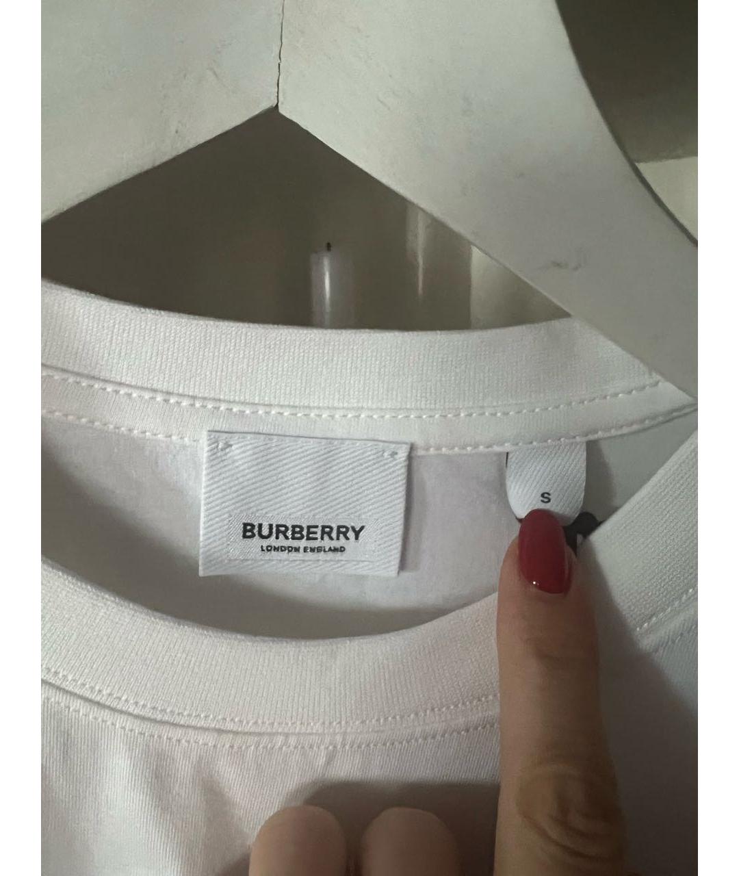 BURBERRY Белая хлопковая футболка, фото 3