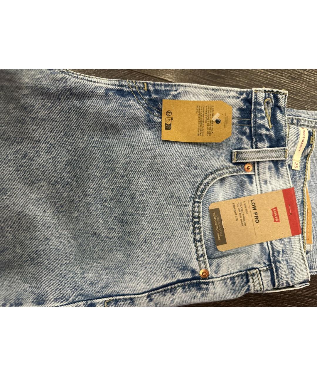 LEVI'S Голубые хлопковые прямые джинсы, фото 4