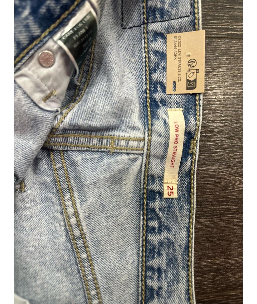 LEVI'S Голубые хлопковые прямые джинсы, фото 3