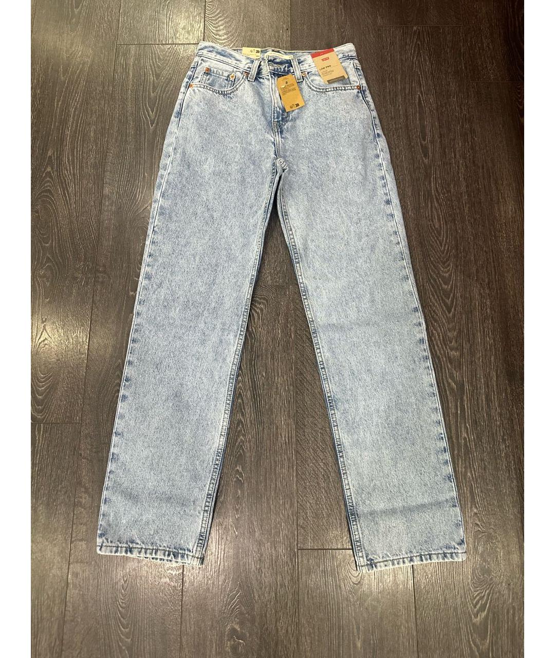 LEVI'S Голубые хлопковые прямые джинсы, фото 6