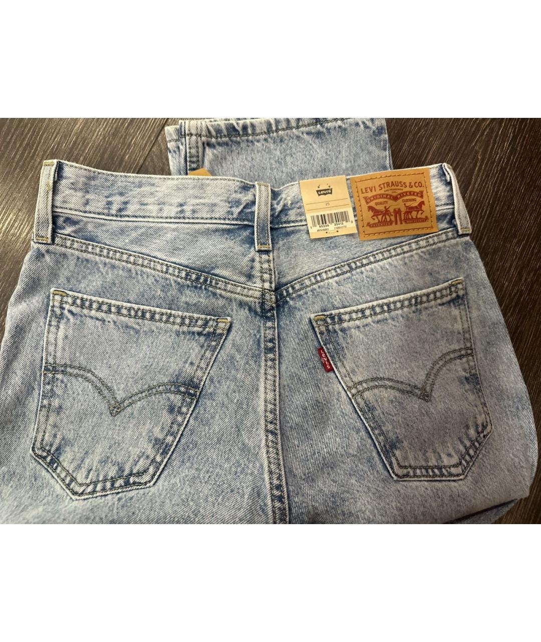 LEVI'S Голубые хлопковые прямые джинсы, фото 5