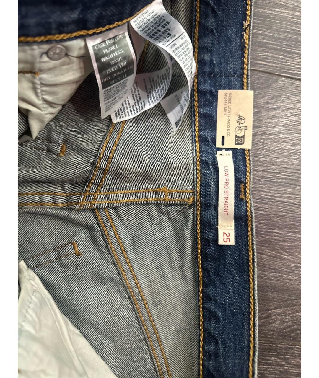 LEVI'S Темно-синие хлопковые прямые джинсы, фото 3