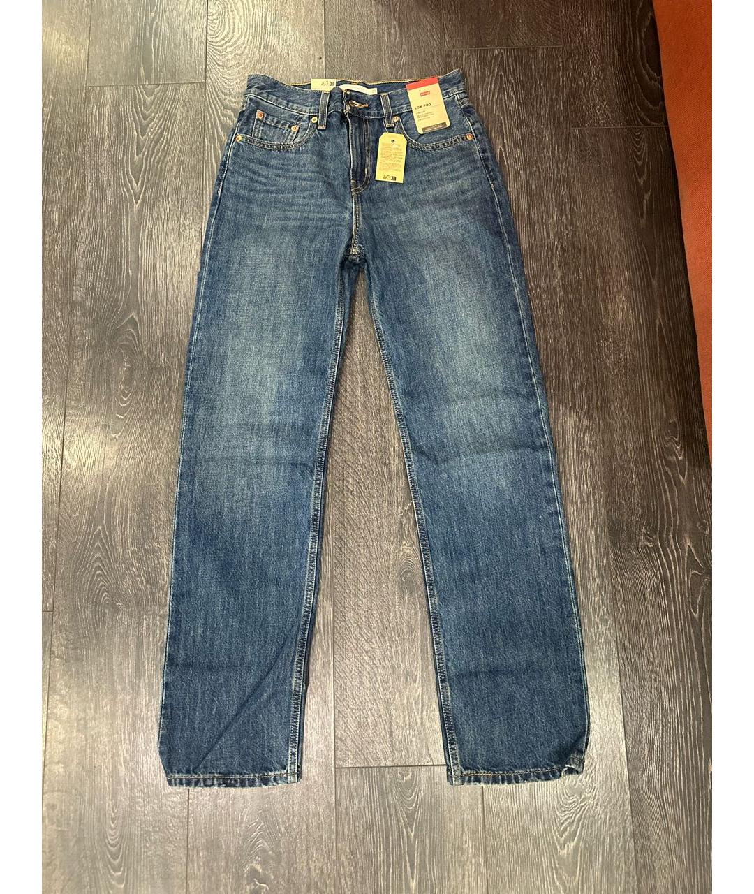 LEVI'S Темно-синие хлопковые прямые джинсы, фото 5