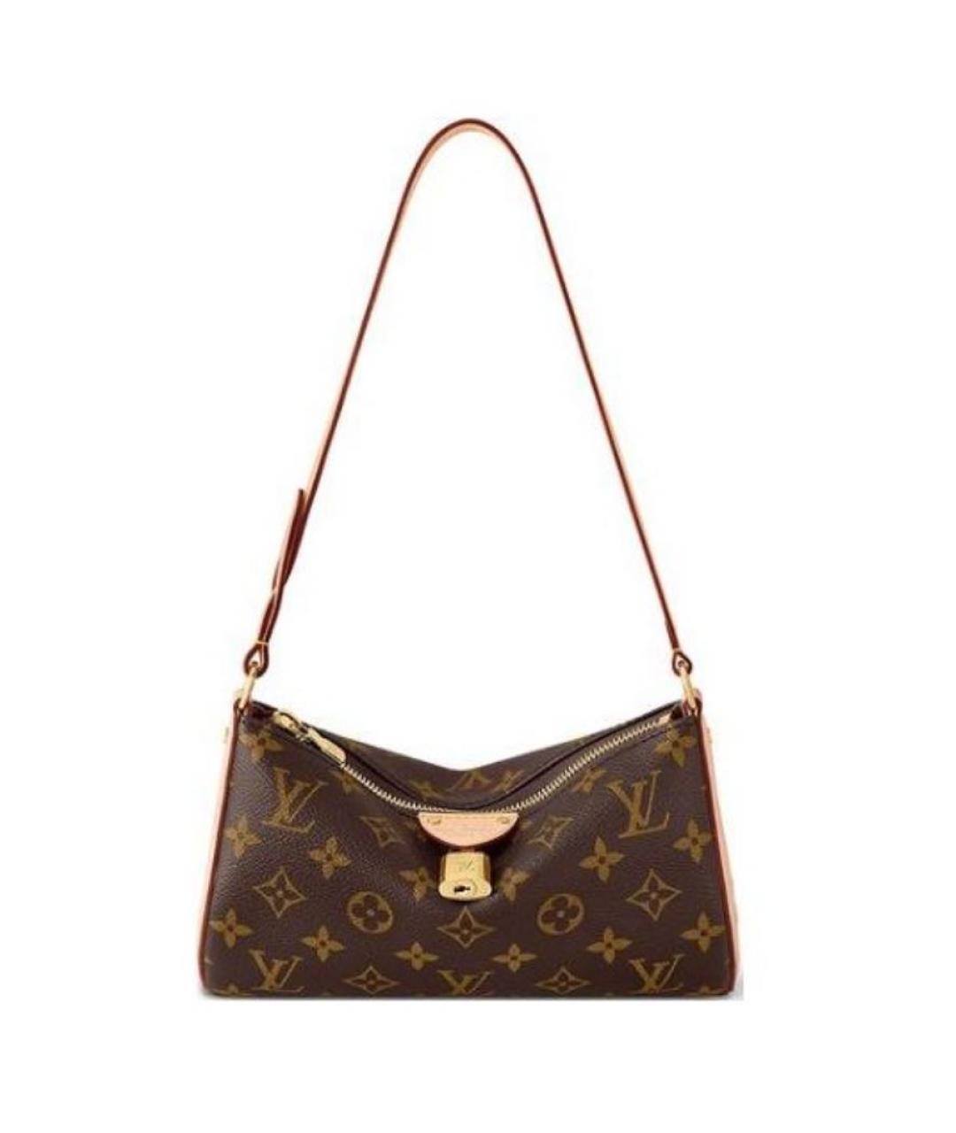 LOUIS VUITTON Коричневая кожаная сумка через плечо, фото 7