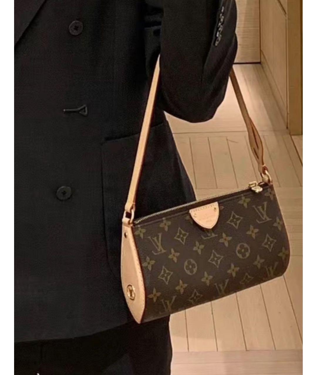 LOUIS VUITTON Коричневая кожаная сумка через плечо, фото 6