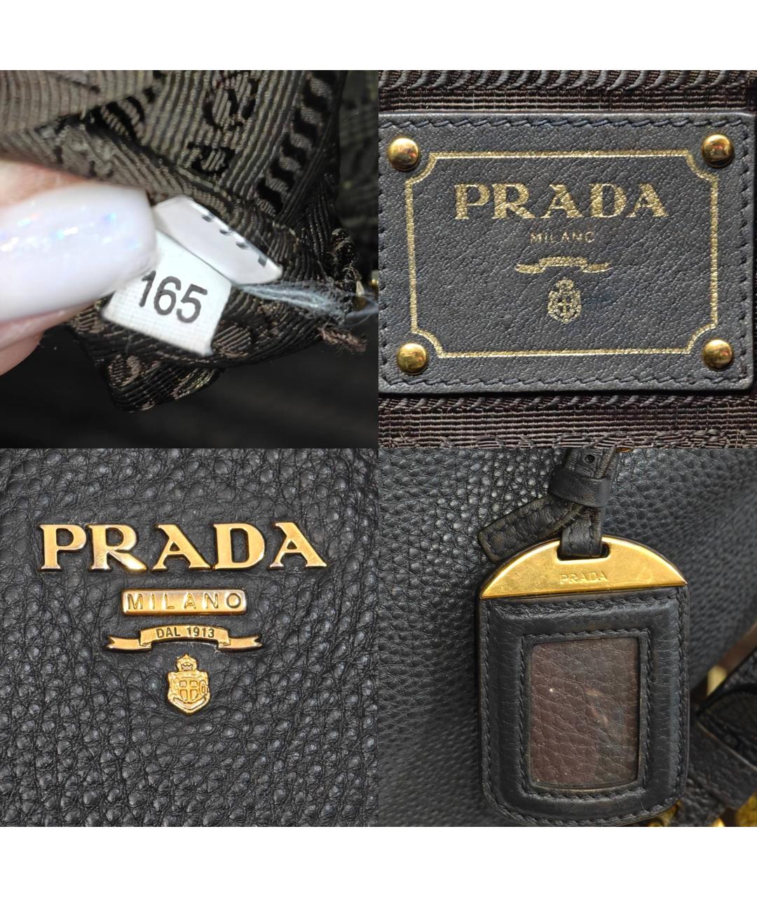 PRADA Серая кожаная сумка с короткими ручками, фото 5