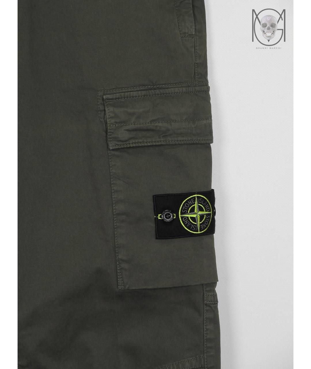 STONE ISLAND Хаки хлопковые повседневные брюки, фото 3