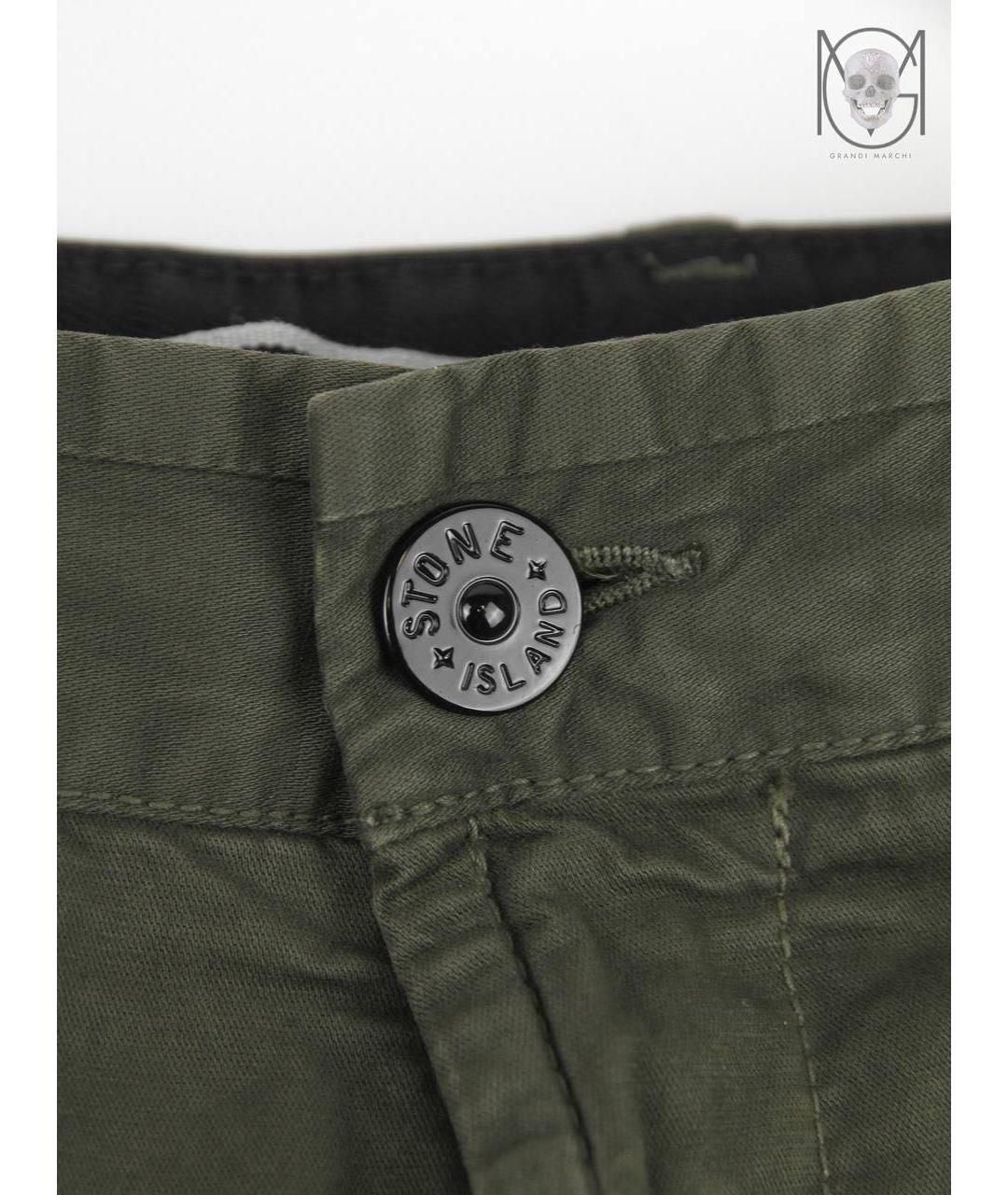 STONE ISLAND Хаки хлопковые повседневные брюки, фото 4