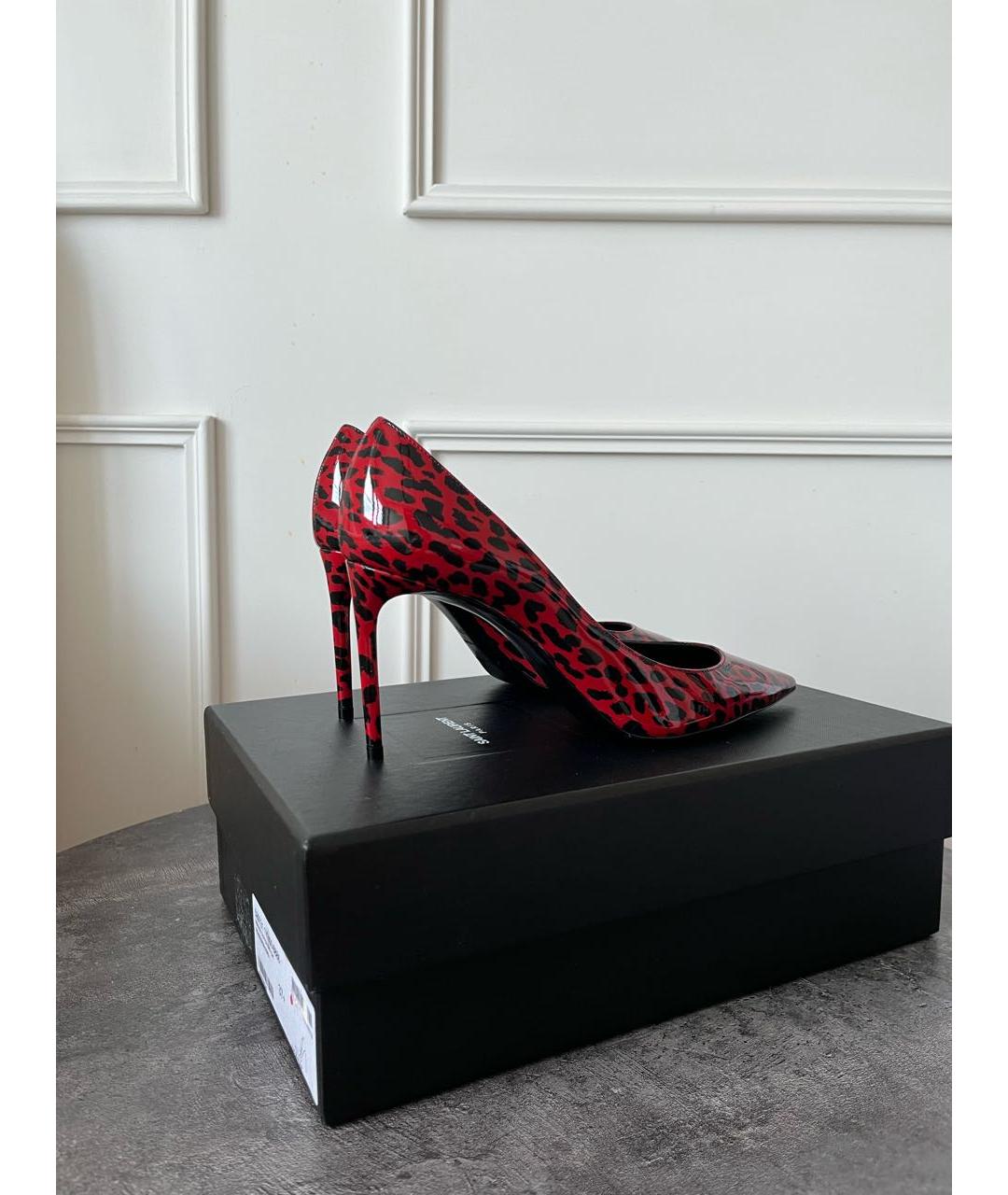 SAINT LAURENT Бордовые туфли из лакированной кожи, фото 4