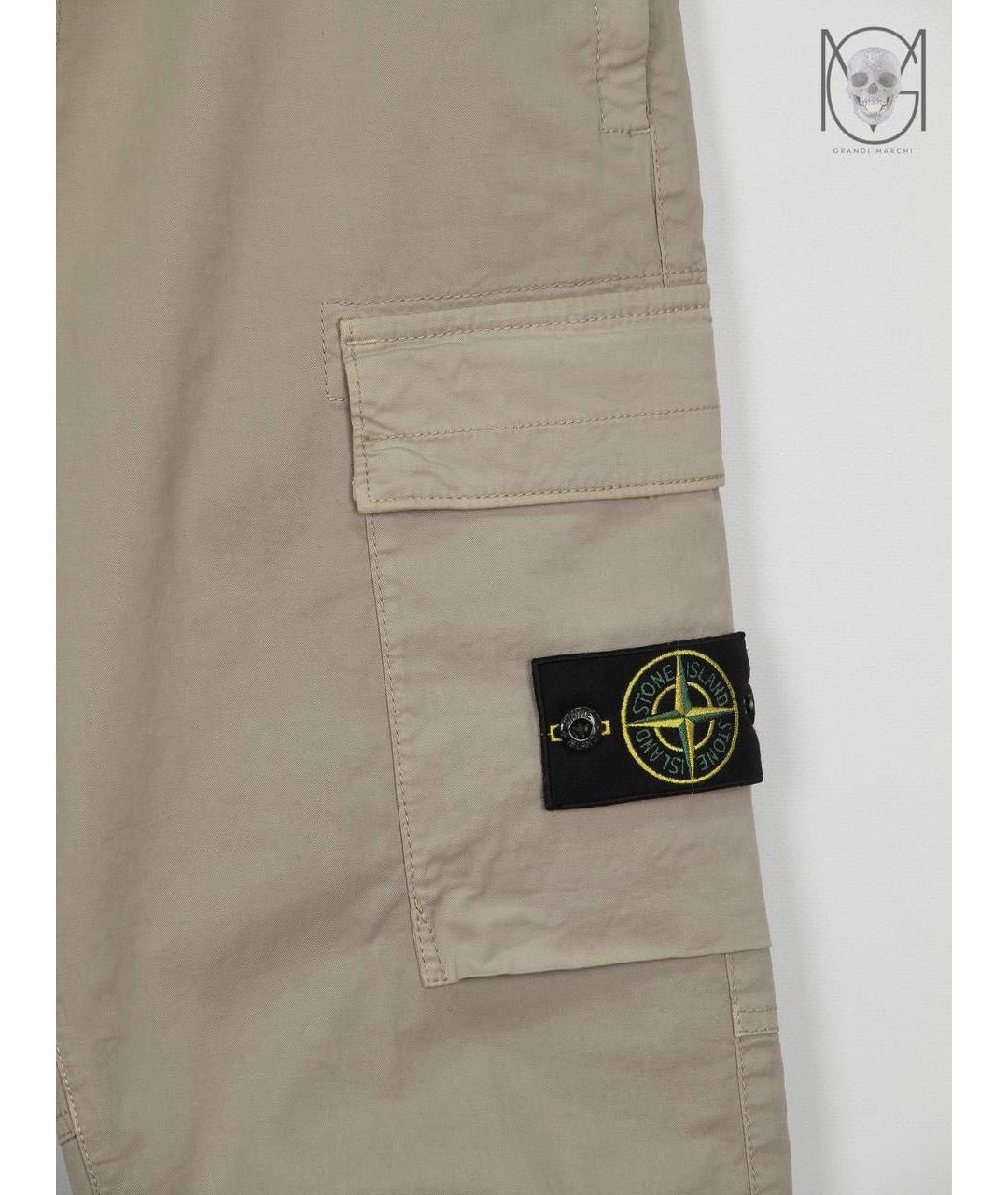 STONE ISLAND Бежевые хлопковые повседневные брюки, фото 3