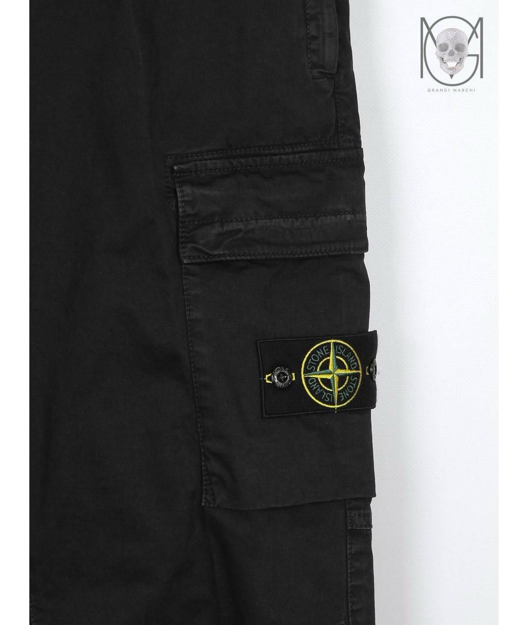 STONE ISLAND Черные хлопковые повседневные брюки, фото 3