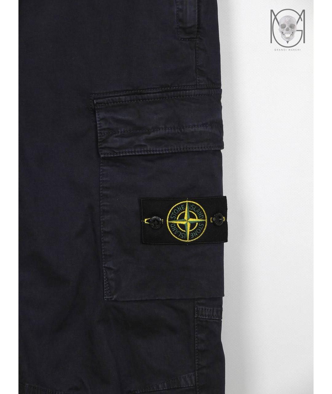 STONE ISLAND Темно-синие хлопковые повседневные брюки, фото 3