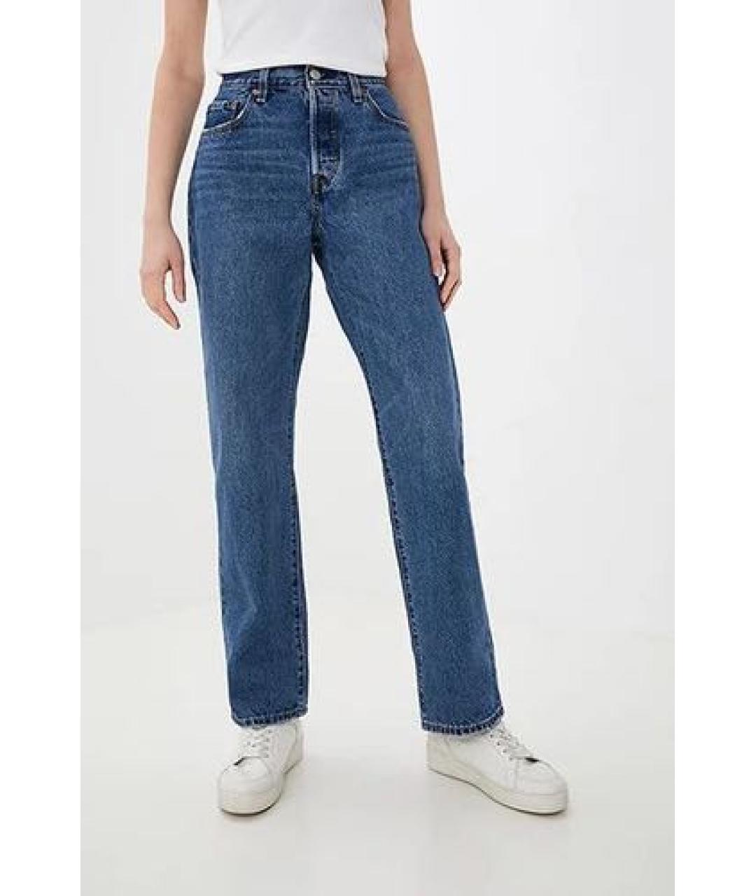 LEVI'S Синие хлопковые прямые джинсы, фото 2