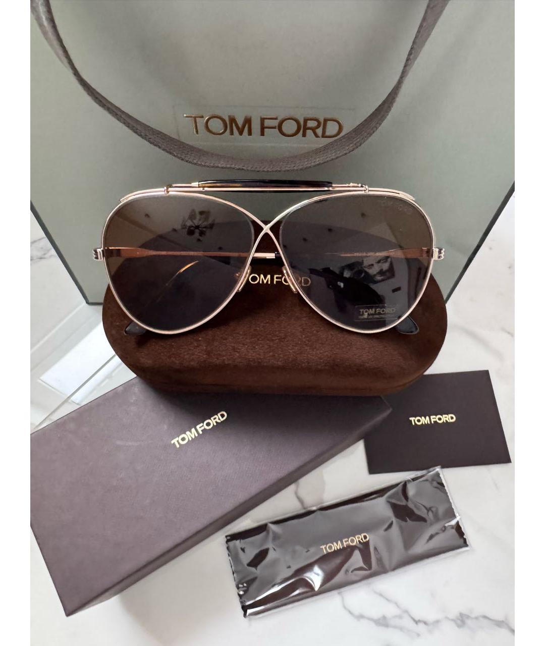 TOM FORD Золотые металлические солнцезащитные очки, фото 2