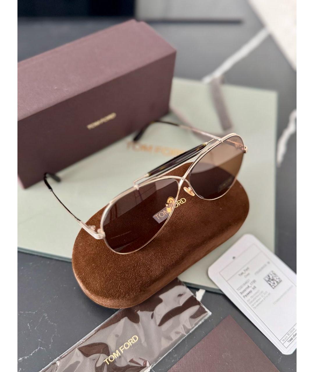TOM FORD Золотые металлические солнцезащитные очки, фото 3