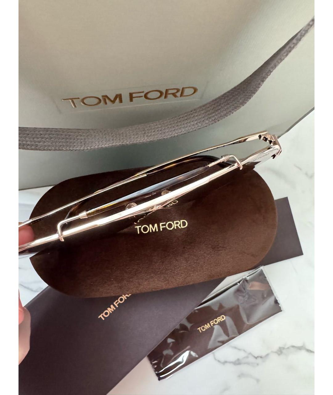 TOM FORD Золотые металлические солнцезащитные очки, фото 3